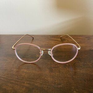 Women Zenni Pink & Gold Round Metal Retro Style Eyeglasses Frames Only 47-20-140